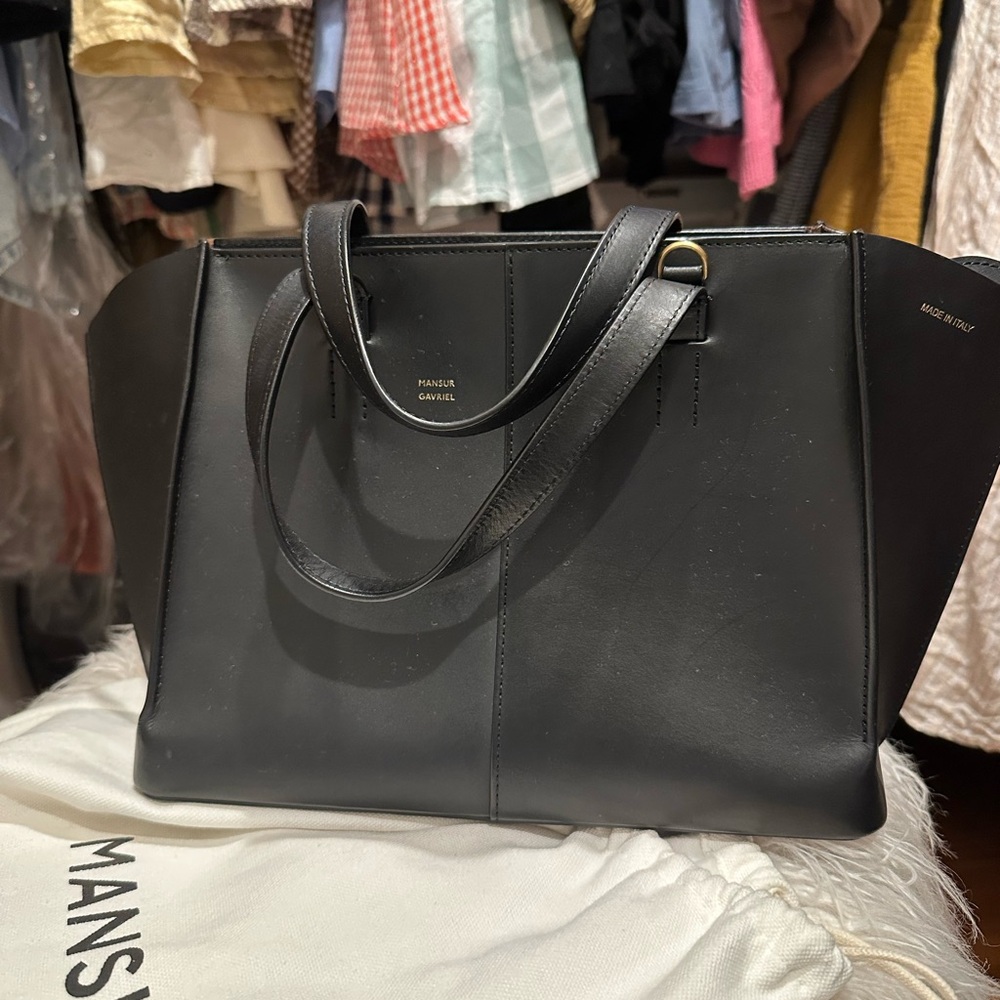 Mansur Gavriel Black Leather Tote Bag